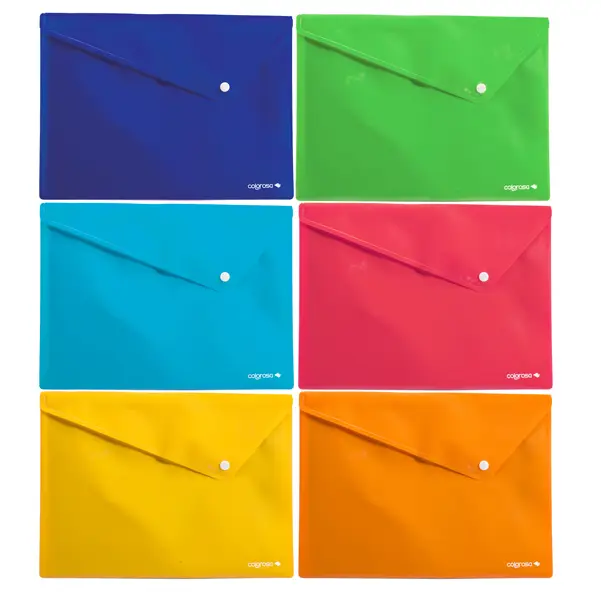 1x 6 buste c/bottone in PPL Colorosa 33x24.5cm colori assortiti RiPlast