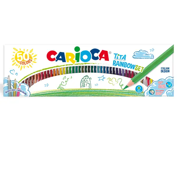 1x Scatola 50 pastelli Tita Rainbow colori assortiti Carioca