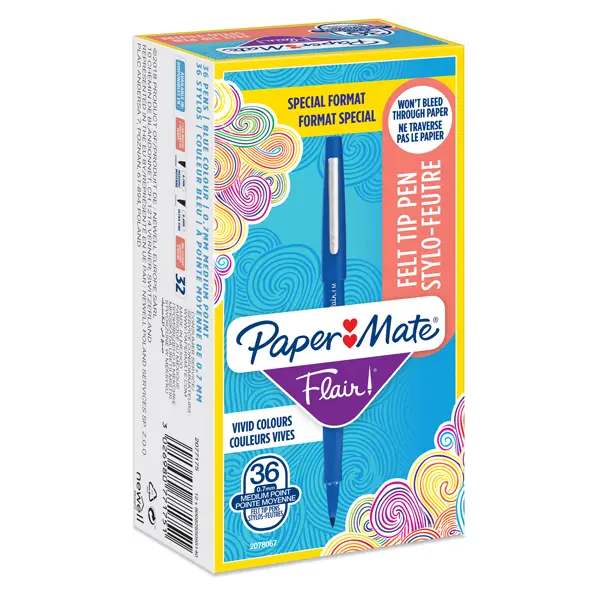 1x Value pack 30+6 Pennarello Flair nylon blu punta 1.1mm Papermate