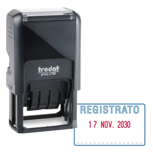 1x Timbro Printy 4750/1 4.0 41x24mm DATARIO+REGISTRATO autoinch. TRODAT