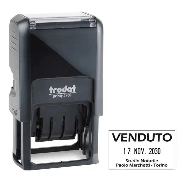 1x Timbro Printy 4750 4.0 41x24mm testo personalizz. autoinch. TRODAT