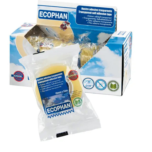 8x Nastro adesivo Ecophan 19mmx33mt in caramella Eurocel