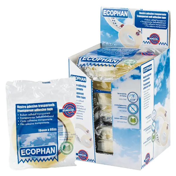 8x Nastro adesivo Ecophan 19mmx66mt in caramella Eurocel