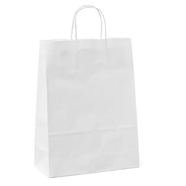 1x 25 shoppers carta 26x11x34,5CM bianco neutro cordino