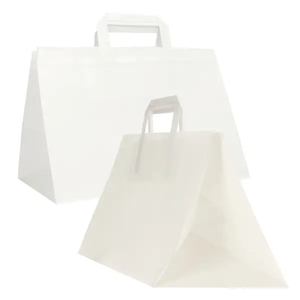 1x Scatola 200 Shoppers carta craft 32x22x24CM FLAT XLARGE bianco