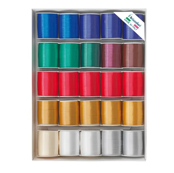 1x 25 rocche nastro liscio 6800 10mmx10mt colori assortiti natale Brizzolari
