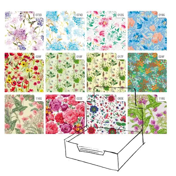 1x Scatola 100fg carta regalo Raso Fiori 70x100cm Rex Sadoch