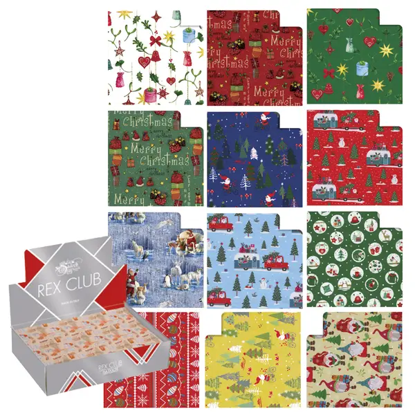 1x Scatola 100fg carta regalo Raso Country Natale 70X100cm Rex Sadoch-stagionale