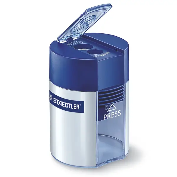 1x Temperamatite 2 fori c/contenitore per matite grafite Noris Staedtler