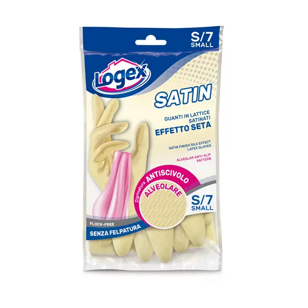 1x Guanti in lattice SATIN tg. S Crema
