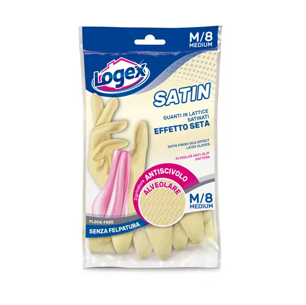 1x Guanti in lattice SATIN tg. M Crema