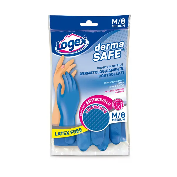 1x Guanti in nitrile DERMASAFE tg. M Blu