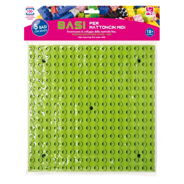 1x 5 basi per costruzioni Midi 25x25cm in colori assortiti CWR