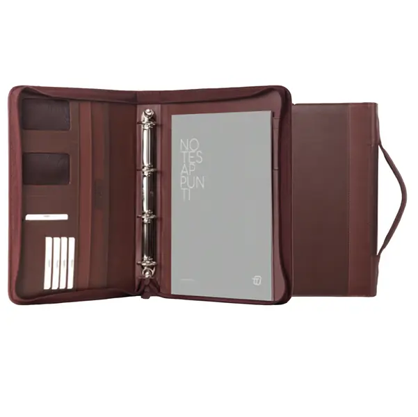 1x Portablocco Office con manico in ecopelle c/zip dim. 28x36cm marrone INTEMPO