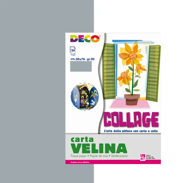 1x Busta di carta velina 24fg 50x76cm argento DECO