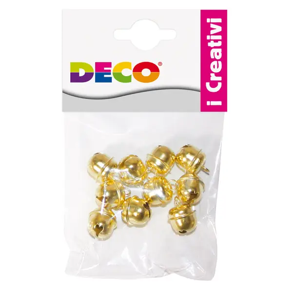 1x Busta 10 sonagli dim. 14,5mm in metallo color oro 11490 DECO