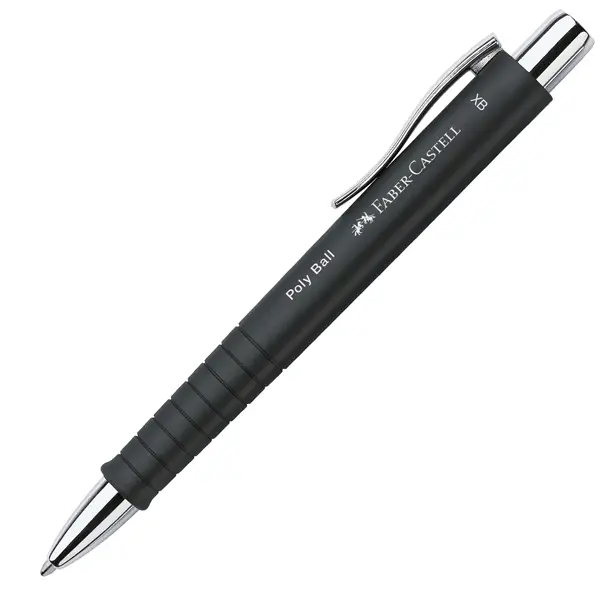 1x Penna a sfera 0,7mm Poly Ball fusto nero Faber Castell