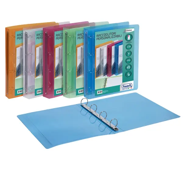 10x Racc. personalizzabile Lumina 22X30 4 anelli tondi D30 PP col. ass. Favorit