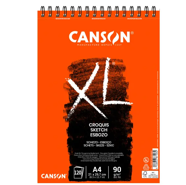 5x Album XL Croquis A4 90gr 120fg Canson