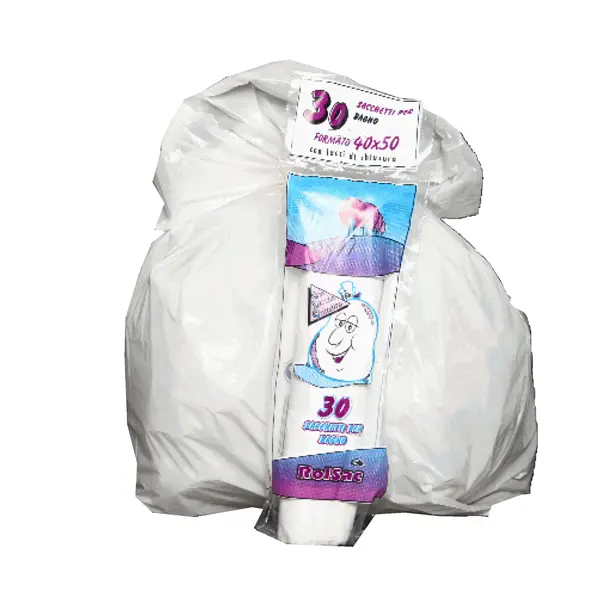 1x 30 Sacchi bianchi bagno 40x50cm 15Lt 16mic Rolsac
