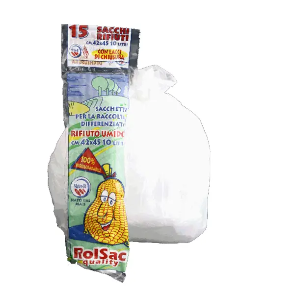 1x 15 Sacchi BIO bianchi 42x45cm 10Lt 17mic Rolsac