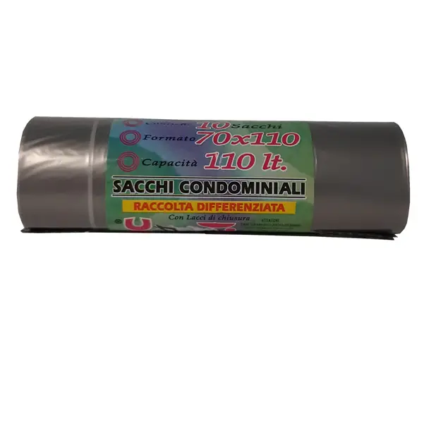 1x 10 Sacchi Grigio trasp. 70x110cm 110Lt 22mic Rolsac