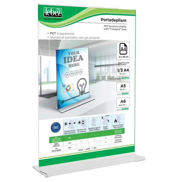1x Display con base a T A4 - 21x30cm Lebez