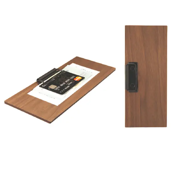 1x Porta Conto in legno 24x10cm con fermaglio Walnut