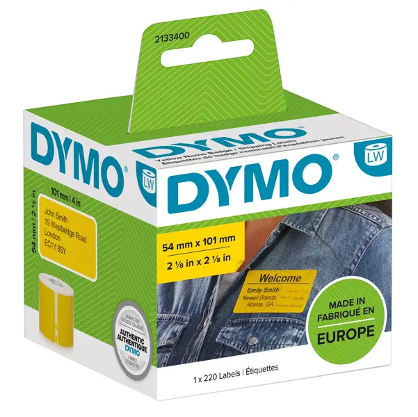1x Rotolo 220 Etichette Spedizione/Badge 54x101mm gialle per Dymo LabelWriter