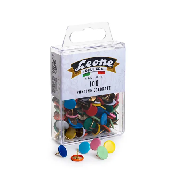 1x SCATOLA 100 PUNTINE COLORATE ASSORTITE LEONE COLOR