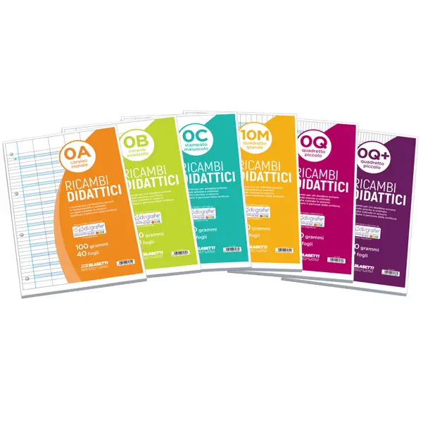1x Ricambi Didattici forati f.to A4 40 fogli carta 100gr rigo di 3a (0B) Blasetti
