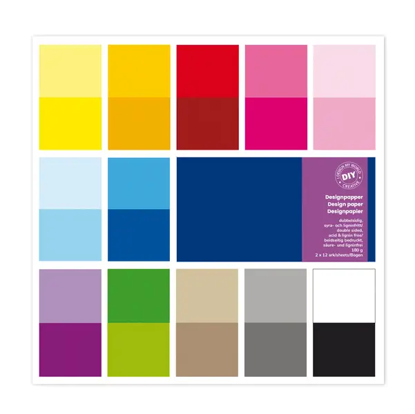1x Busta 24 fg carta Scrapbooking 30,5x30,5cm 180gr/mq ass. Tinte e TonalitA' DECO