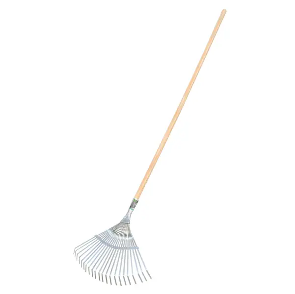 1x Scopa per erba e foglie 22 denti - manico 120cm