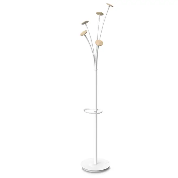 1x Appendiabiti a 5 posti 175cm bianco/legno chiaro Festival BC Alba