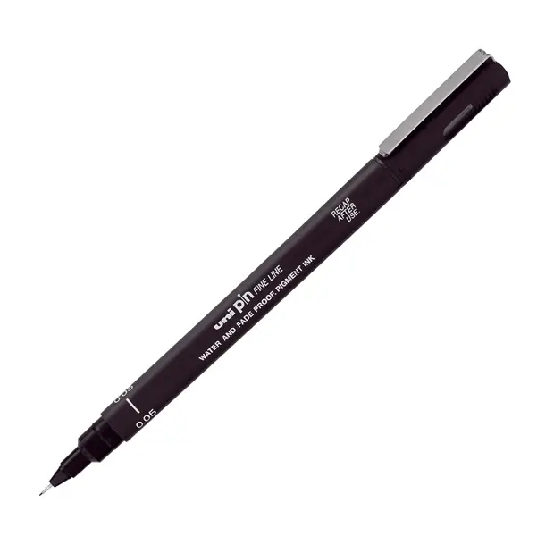 12x Pin fineliner nero punta 0.05mm Uni Mitsubishi