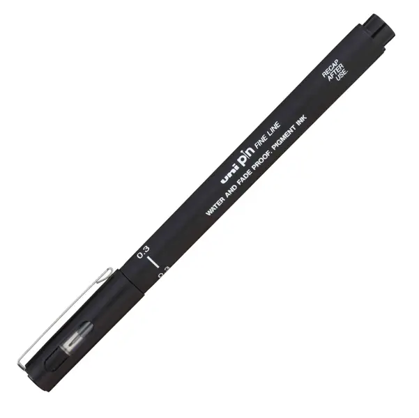 12x Pin fineliner nero punta 0.3mm Uni Mitsubishi