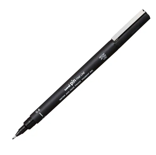 12x Pin fineliner nero punta 0.6mm Uni Mitsubishi