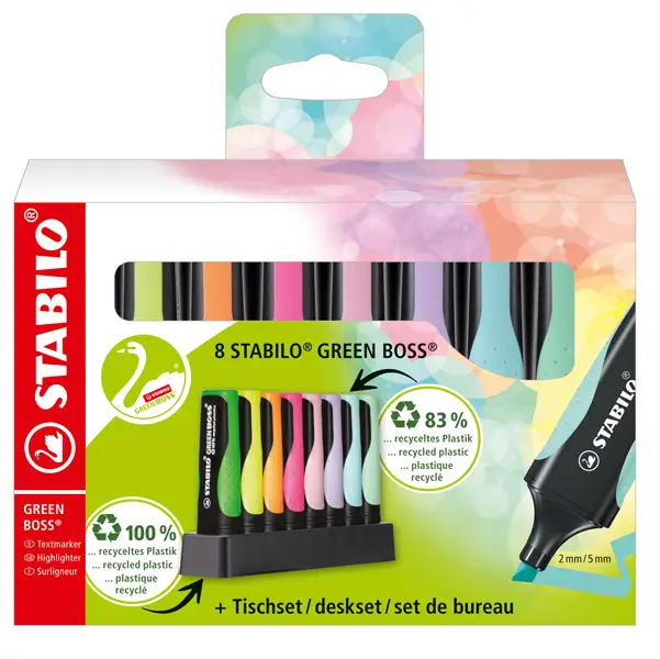1x Deskset 8 evidenziatori STABILOR GREEN BOSSR 83recycled
