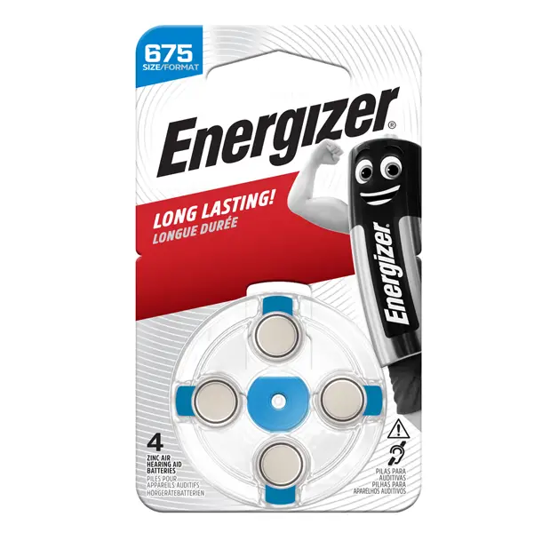 1x Blister 4 pile per apparecchi acustici 675 Zinc Air Energizer