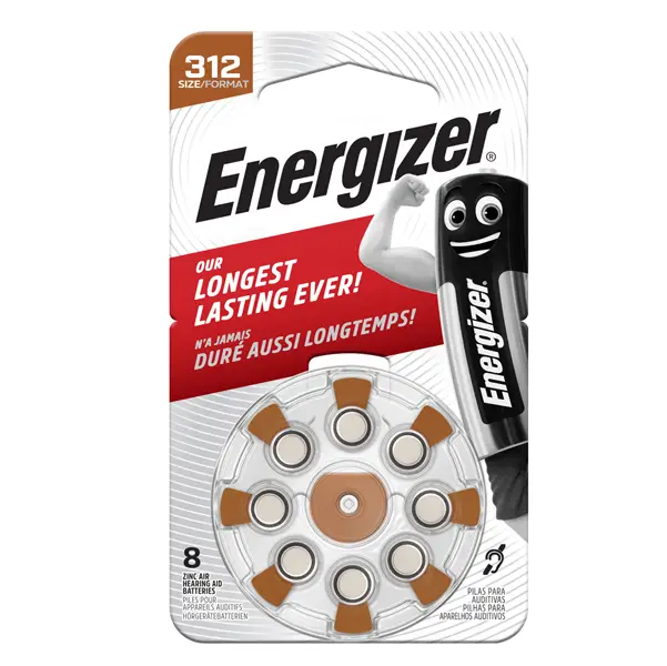 1x Blister 8 pile per apparecchi acustici 312 Zinc Air Energizer
