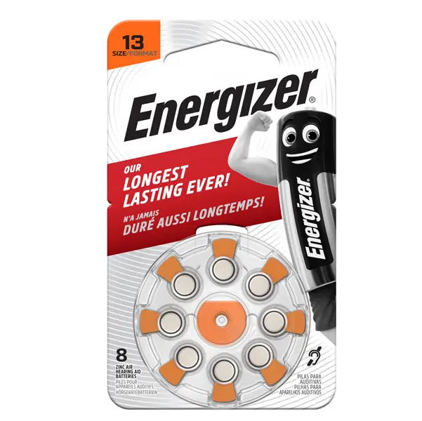 1x Blister 8 pile per apparecchi acustici 13 Zinc Air Energizer