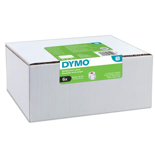 1x Value pack 6 rotoli etichette multi-uso 57x32mm bianco (1000 etic/rt) Dymo LW