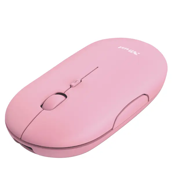 1x Mouse ultrasottile wireless ricaricabile Puck rosa Trust