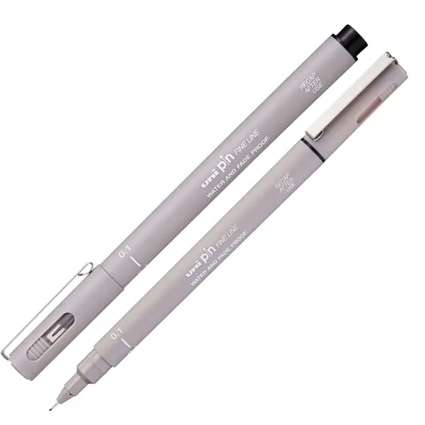 12x Pin fineliner grigio chiaro punta 0.1mm Uni Mitsubishi