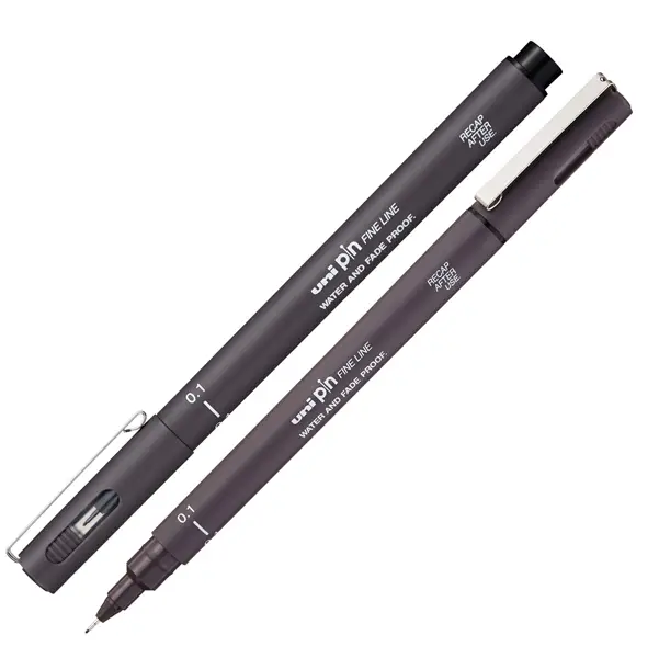 12x Pin fineliner grigio scuro punta 0.1mm Uni Mitsubishi
