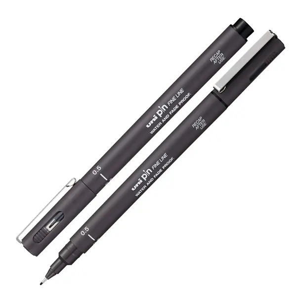 12x Pin fineliner grigio scuro punta 0.5mm Uni Mitsubishi