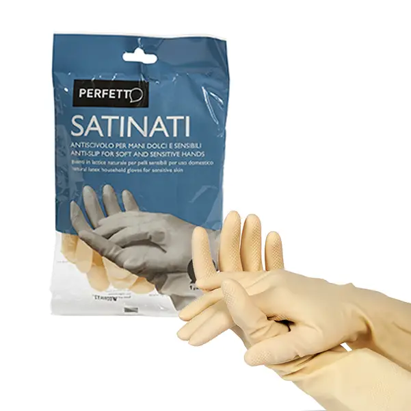 1x Blister 2 guanti in lattice satinati Taglia media M/7