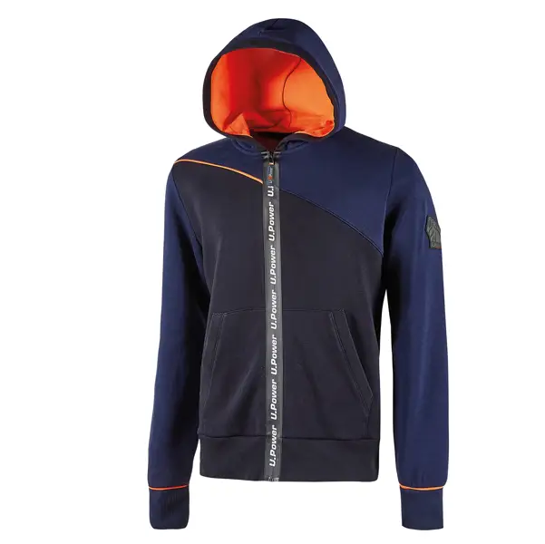 1x Felpa con cappuccio Jupiter taglia L blu arancione U-Power