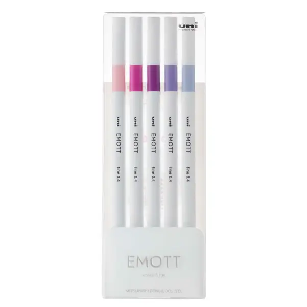 1x Astuccio 5 fineliner EMOTT tratto 0.4mm colori ass. Floral Uni Mitsubishi