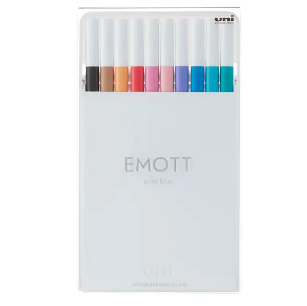 1x Ast. 10 fineliner EMOTT tratto 0.4mm colori ass. Soft Pastel Uni Mitsubishi